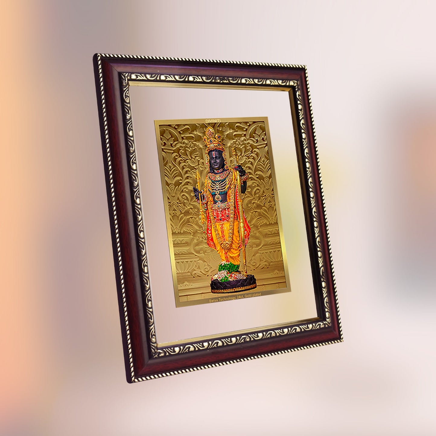 Diviniti 24K Gold Plated Ram Lalla Photo Frame For Home Decor, Table, Wall Hanging Decor, Puja Room & Gift (28 CM X 23 CM)