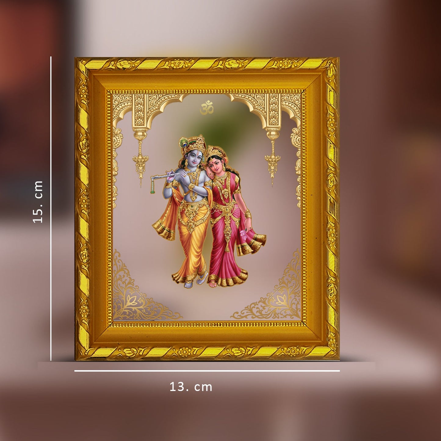 Diviniti 24K Gold Plated Radha Krishna Photo Frame for Home Decor and Tabletop (15 CM x 13 CM)