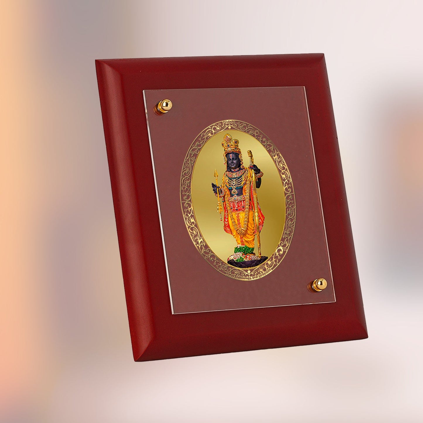 Diviniti 24K Gold Plated Ram Lalla Photo Frame For Home Decor, Table Top, Wall Hanging, Puja Room & Gift (14.7 CM X 17.1 CM)