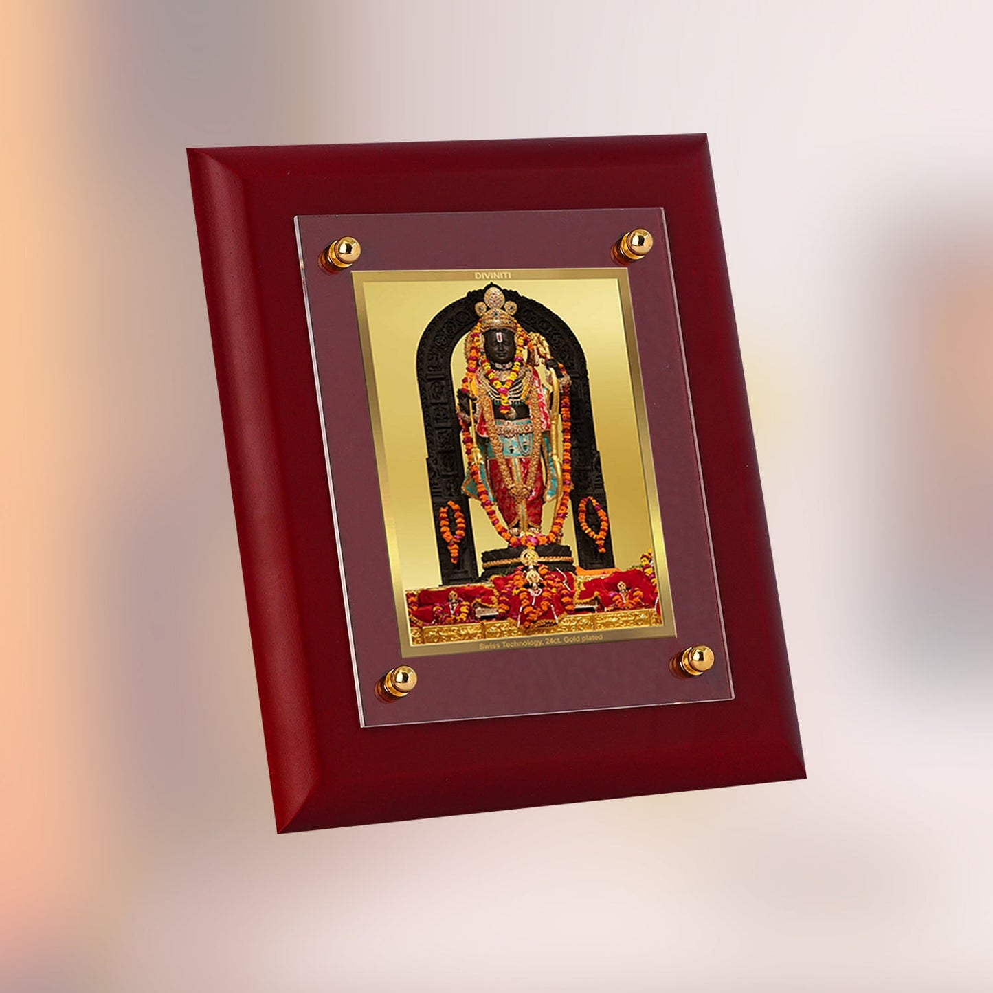 Diviniti 24K Gold Plated Ram Lalla Photo Frame For Home Decor, Wall Decor, Table Top, Puja Room & Gift (20 CM X 25 CM)
