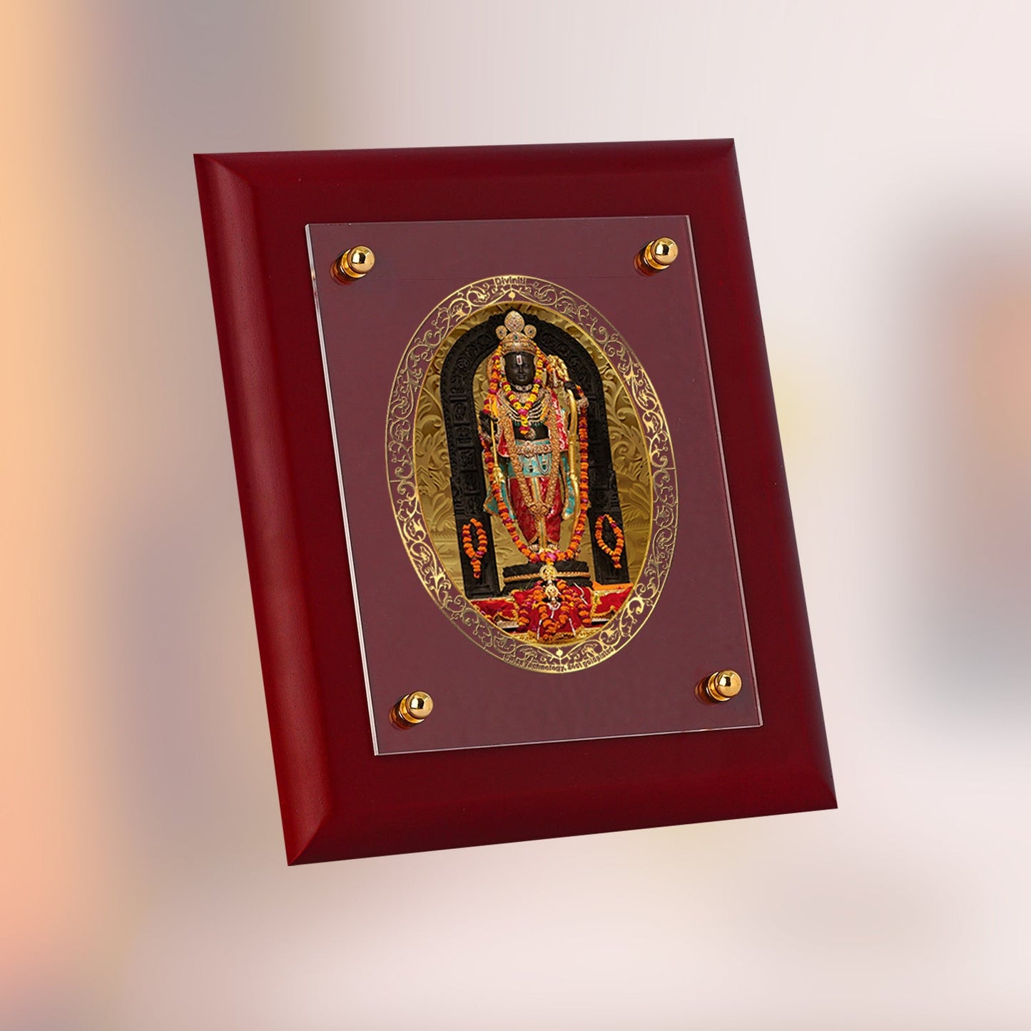 Diviniti 24K Gold Plated Ram Lalla Photo Frame For Home Decor, Wall Decor, Table Top, Puja Room & Gift (20 CM X 25 CM)