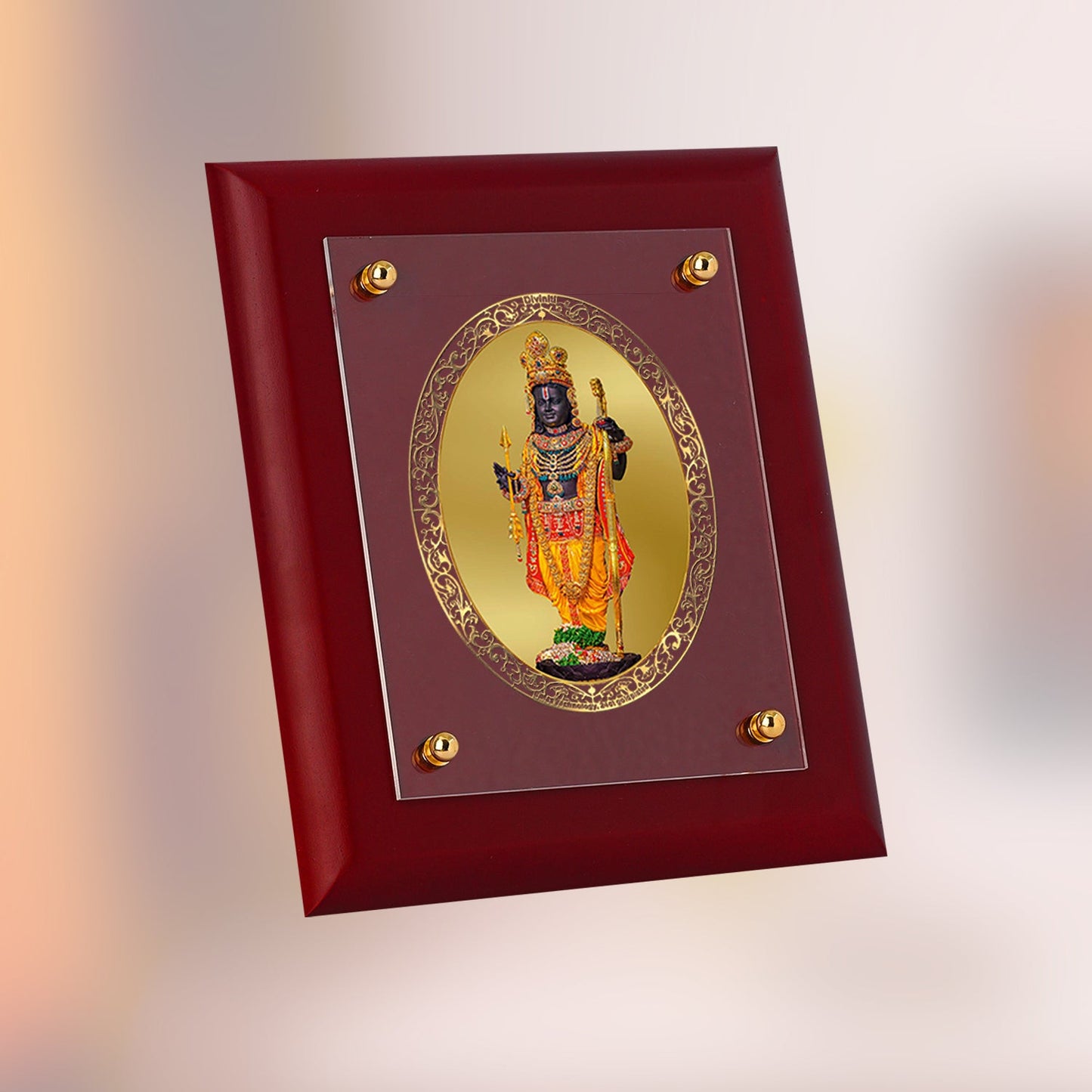 Diviniti 24K Gold Plated Ram Lalla Photo Frame For Home Decor, Wall Decor, Table, Puja Room & Gift (20 CM X 25 CM)