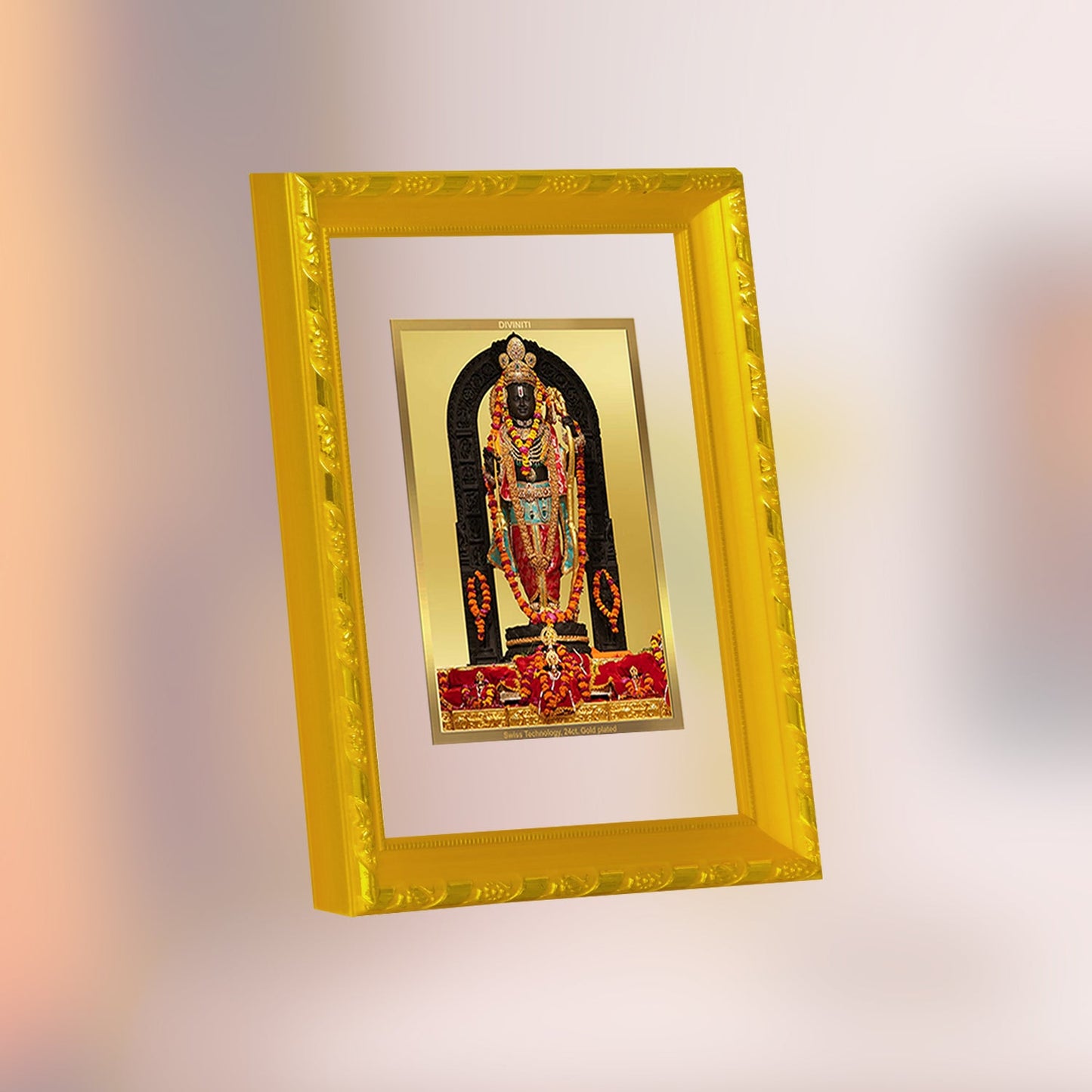 Diviniti 24K Gold Plated Ram Lalla Photo Frame For Home Decor, Table Top, Wall Hanging, Puja Room & Gift (20.8 CM X 16.7 CM)