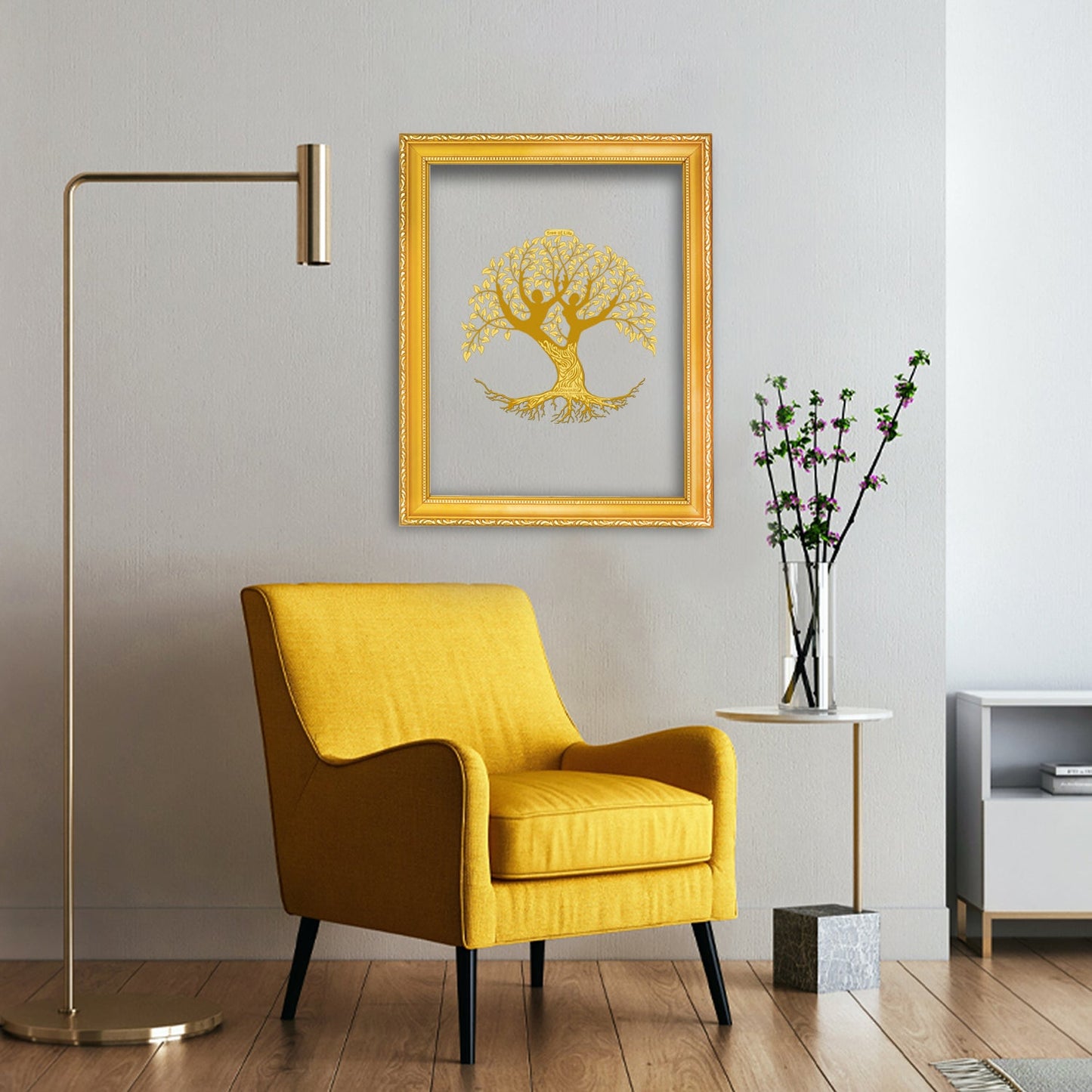 Diviniti 24K Gold Plated Tree of Life Photo Frame For Home Decor & Wall Hanging (20.8 CM X 16.7 CM)