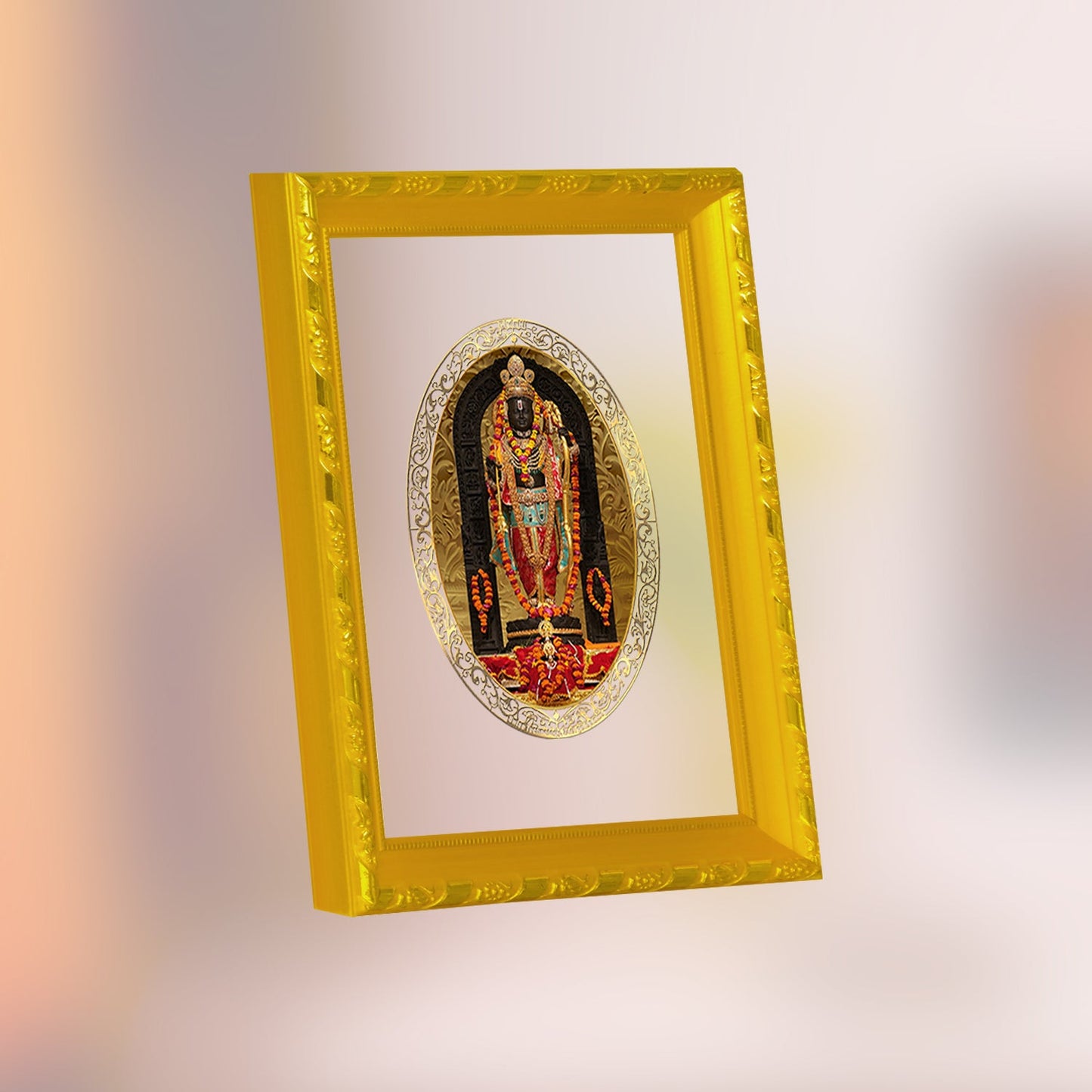 Diviniti 24K Gold Plated Ram Lalla Photo Frame For Home Decor, Table Top, Wall Hanging, Puja Room & Gift (20.8 CM X 16.7 CM)