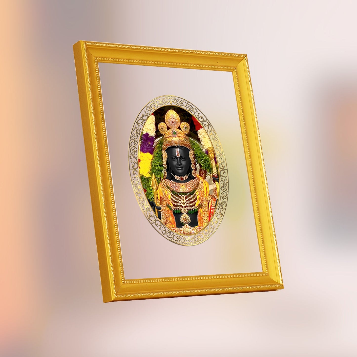 Diviniti 24K Gold Plated Ram Lalla Photo Frame For Home Decor, Table Top, Wall Hanging, Puja Room & Gift (20.8 CM X 16.7 CM)