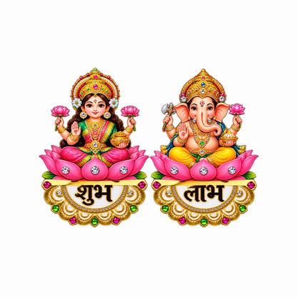 Lakshmi Ganesha Shubh Labh Decorative Pair | Diwali Door & Home Entrance Décor