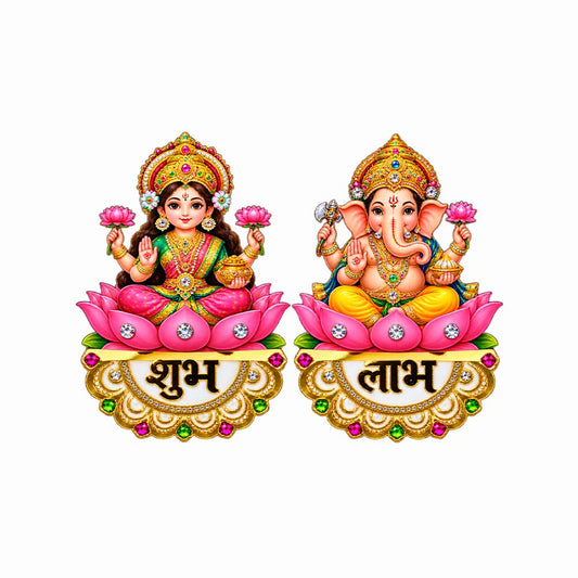 Lakshmi Ganesha Shubh Labh Decorative Pair | Diwali Door & Home Entrance Décor