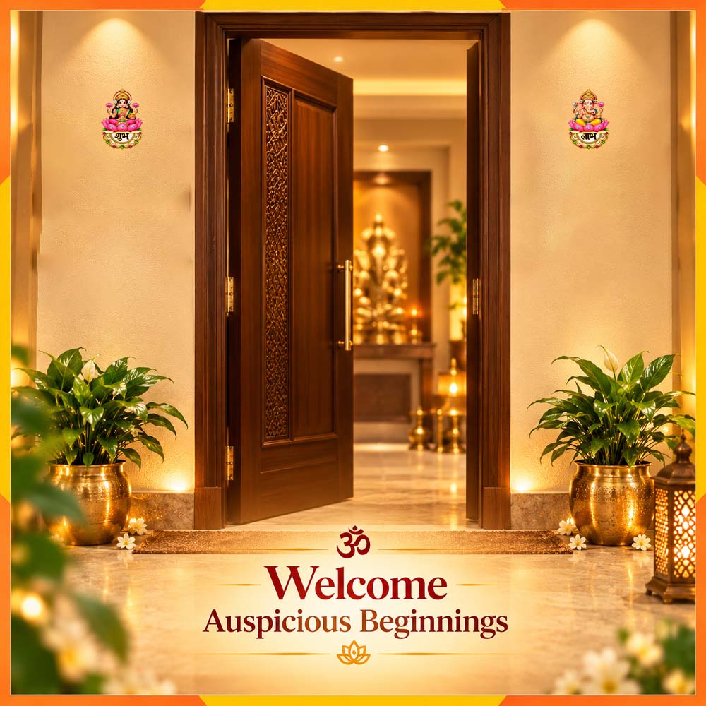 Lakshmi Ganesha Shubh Labh Decorative Pair | Diwali Door & Home Entrance Décor
