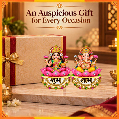 Lakshmi Ganesha Shubh Labh Decorative Pair | Diwali Door & Home Entrance Décor
