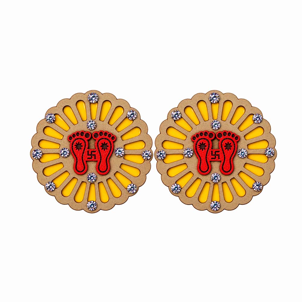 Charan Shubh Labh Decorative Pair | Auspicious Diwali Puja Room & Entrance Décor
