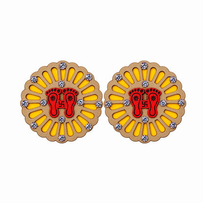 Charan Shubh Labh Decorative Pair | Auspicious Diwali Puja Room & Entrance Décor