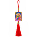 Radha Krishna Hanging Dangler with Red Tassel | Spiritual Car & Home Hanging | Devotional Gift