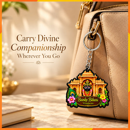 Banke Bihari Vrindavan Temple Keychain | Krishna Devotional Key Ring