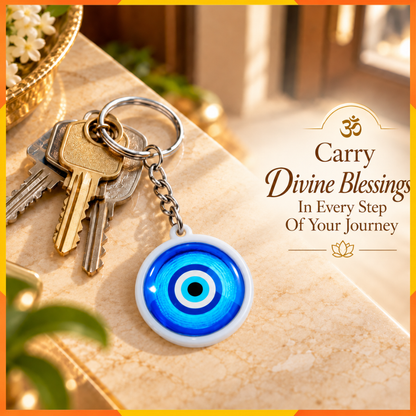 Blue Evil Eye Keychain | Nazar Protection Key Ring | Spiritual Gift