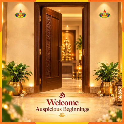 Diya Shubh Labh Decorative Pair | Colourful Diwali Door & Home Entrance Décor