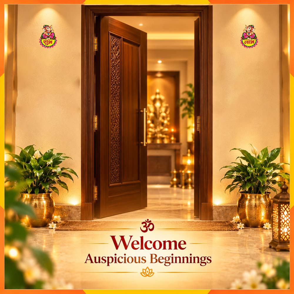 Artistic Ganesha Shubh Labh Decorative Pair | Colourful Diwali Door & Entrance Décor