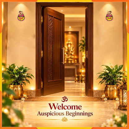 Artistic Ganesha Shubh Labh Decorative Pair | Colourful Diwali Door & Entrance Décor