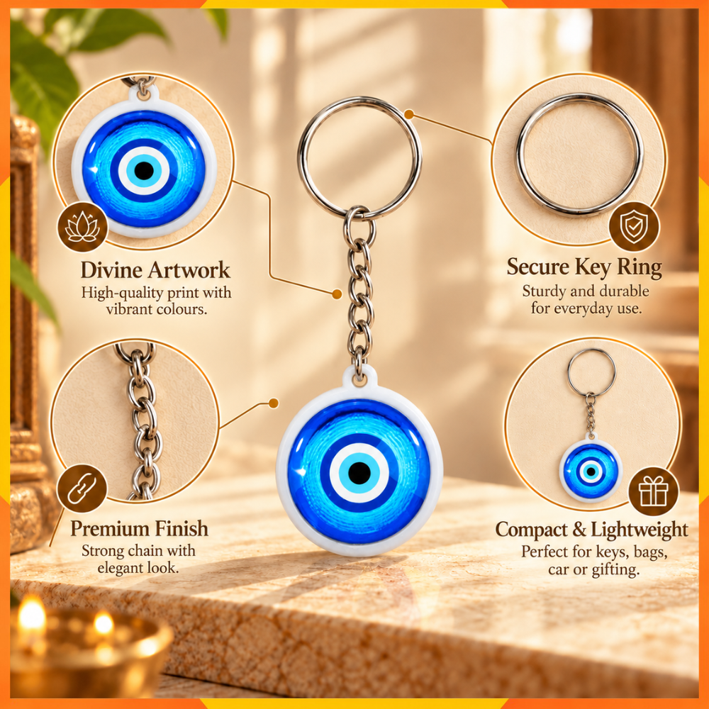 Blue Evil Eye Keychain | Nazar Protection Key Ring | Spiritual Gift