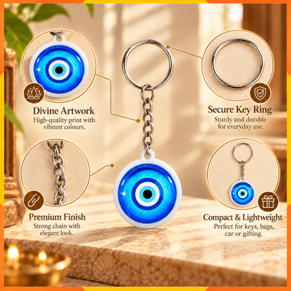 Blue Evil Eye Keychain | Nazar Protection Key Ring | Spiritual Gift