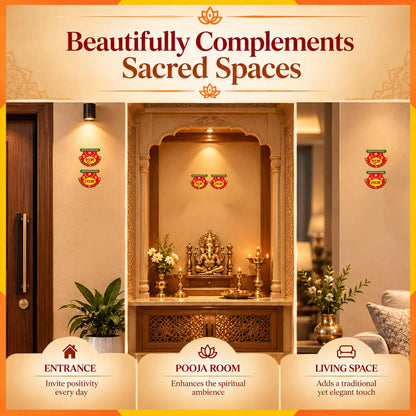Shubh Labh Decorative Entrance Pair with Swastik & Charan | Traditional Diwali Door Décor