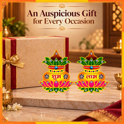 Kalash Shubh Labh Decorative Pair | Auspicious Diwali Door & Home Entrance Décor