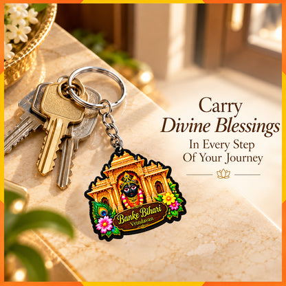 Banke Bihari Vrindavan Temple Keychain | Krishna Devotional Key Ring