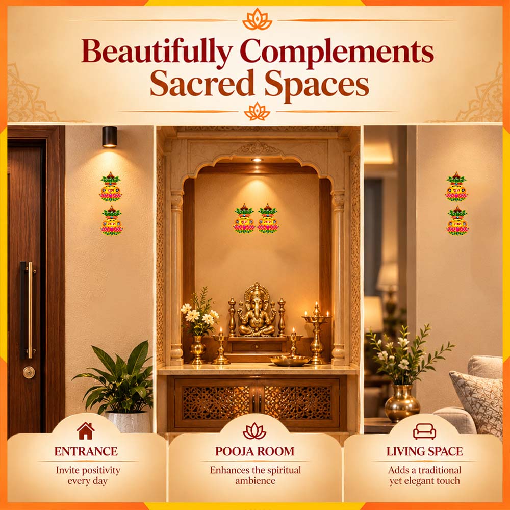 Kalash Shubh Labh Decorative Pair | Auspicious Diwali Door & Home Entrance Décor