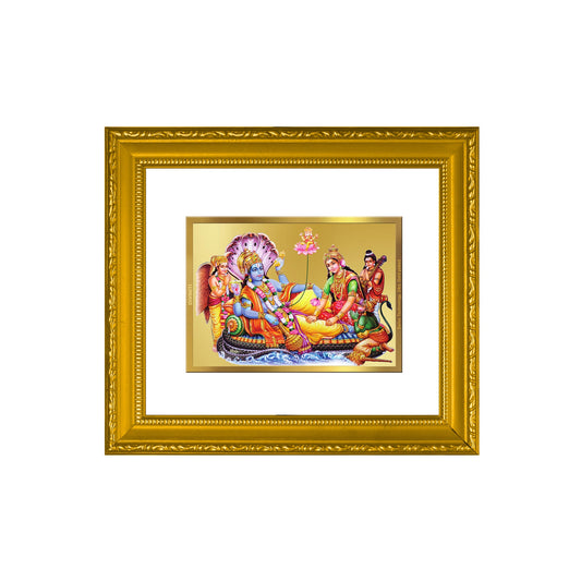 DIVINITI Vishnu Lakshmi Gold Plated Wall Photo Frame| DG Frame 101 Wall Photo Frame and 24K Gold Plated Foil| Religious Photo Frame Idol For Prayer, Gifts Items (15.5CMX13.5CM)