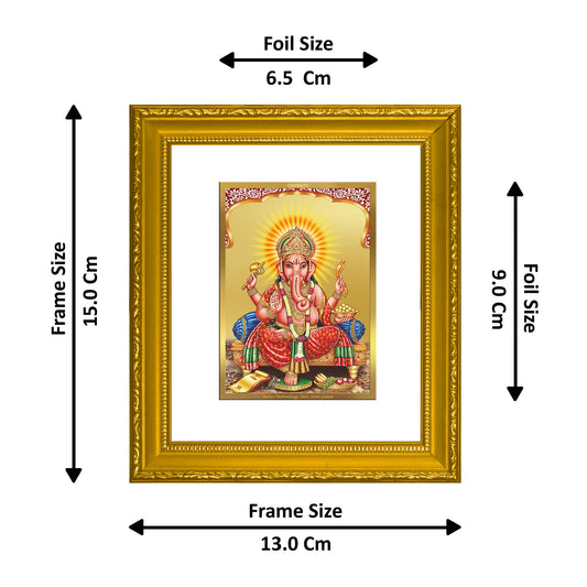 DIVINITI Ganesha Gold Plated Wall Photo Frame| DG Frame 101 SIZE 1Wall Photo Frame and 24K Gold Plated Foil| Religious Photo Frame Idol ForGifts Items (15.5CMX13.5CM)