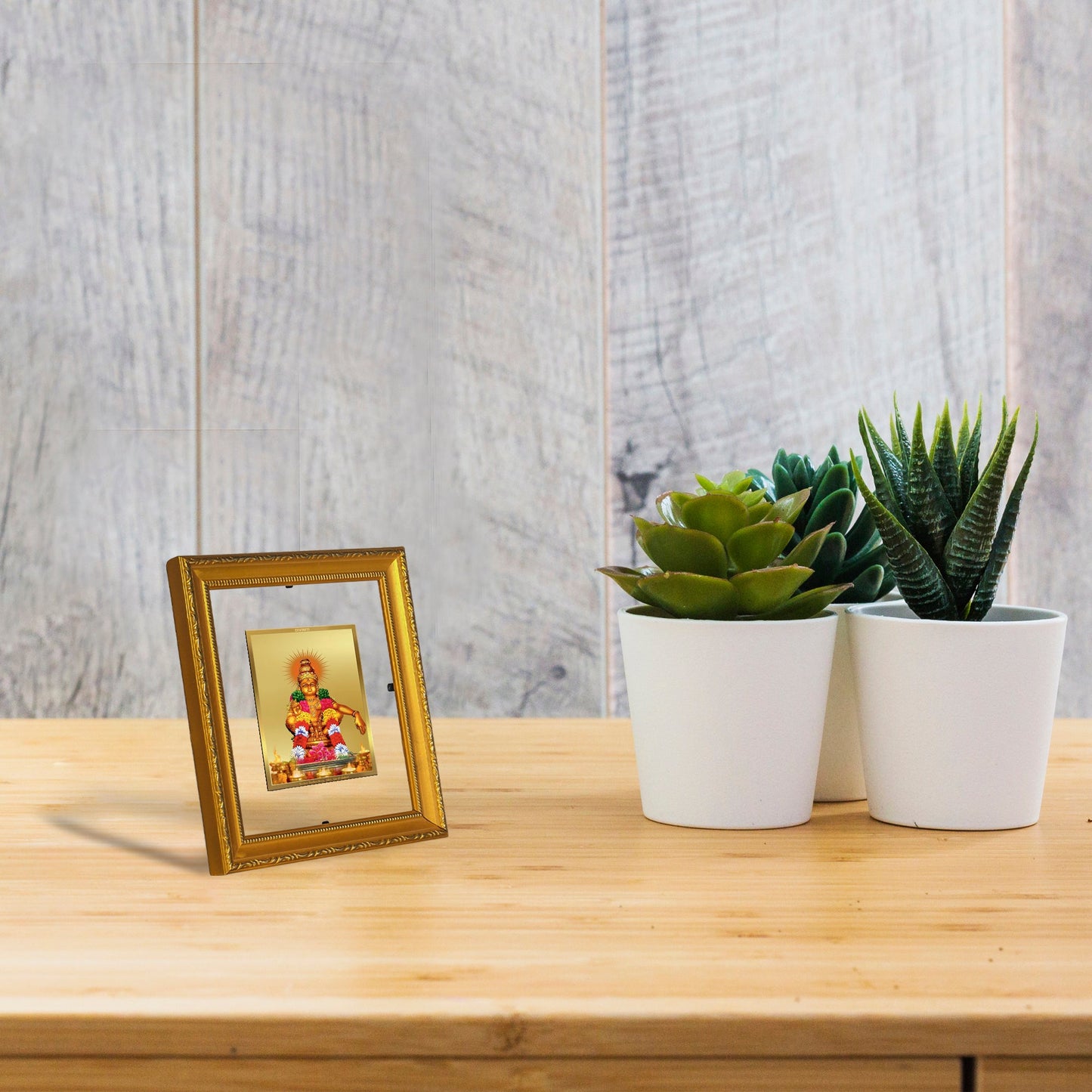 DIVINITI Ayyappan Gold Plated Wall Photo Frame| DG Frame 101 Wall Photo Frame and 24K Gold Plated Foil| Religious Photo Frame Idol For Prayer(15.5CMX13.5CM)