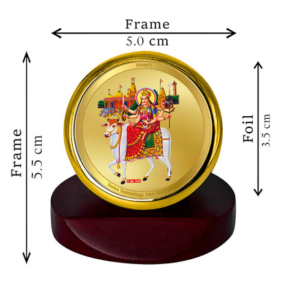 Diviniti 24K Gold Plated Umiya Mata Frame For Car Dashboard, Puja Room, Worship & Festival Gift (5.5 x 5.0 CM)