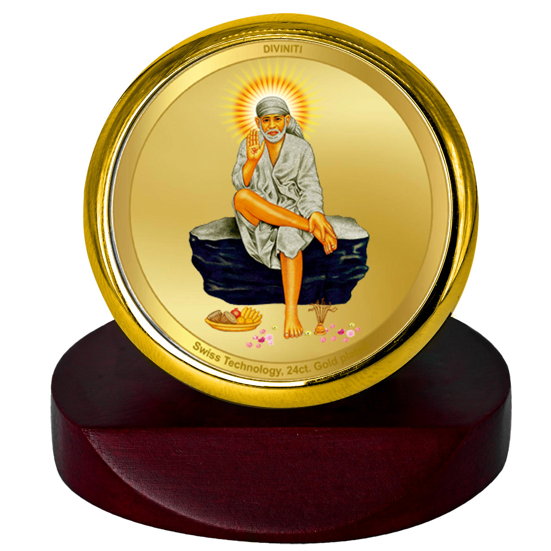 Diviniti 24K Gold Plated Sai Baba Frame For Car Dashboard, Home Decor ...