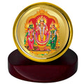 Diviniti 24K Gold Plated Murugan Valli Frame For Car Dashboard, Home Decor, Table Top, Worship & Gift (5.5 x 5.0 CM)