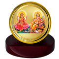 Diviniti 24K Gold Plated Lakshmi Ganesha Frame For Car Dashboard, Puja Room, Festival Gift (5.5 x 5.0 CM)