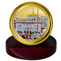 Diviniti 24K Gold Plated Huzur Saheb Frame For Car Dashboard, Home Decor, Table Top, Prayer, Gift (5.5 x 5.0 CM)