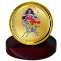 Diviniti 24K Gold Plated Kaalratri Mata Frame For Car Dashboard, Festival Gift, Puja Room & Worship (5.5 x 5.0 CM)