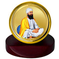 Diviniti 24K Gold Plated Guru Tegh Bahadur Ji Frame For Car Dashboard, Home Decor, Table, Gift (5.5 x 5.0 CM)