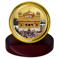 Diviniti 24K Gold Plated Golden Temple Frame For Car Dashboard, Home Decor Showpiece, Table, Gift (5.5 x 5.0 CM)
