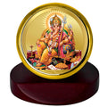 Diviniti 24K Gold Plated Ganesha Frame For Car Dashboard, Home Decor, Puja, Housewarming Gift (5.5 x 5.0 CM)