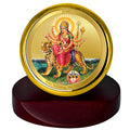 Diviniti 24K Gold Plated Durga Ji Frame For Car Dashboard, Home Decor, Puja Room (5.5 x 5.0 CM)