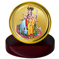 Diviniti 24K Gold Plated Dattatreya Frame For Car Dashboard, Home Decor, Table Top (5.5 x 5.0 CM)