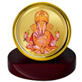 Diviniti 24K Gold Plated Dagdu Ganesha Frame For Car Dashboard, Home Decor, Table Top, Worship (5.5 x 5.0 CM)