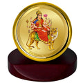 Diviniti 24K Gold Plated Chandraghanta Mata Frame For Car Dashboard, Festival Gift, Worship & Puja Room (5.5 x 5.0 CM)
