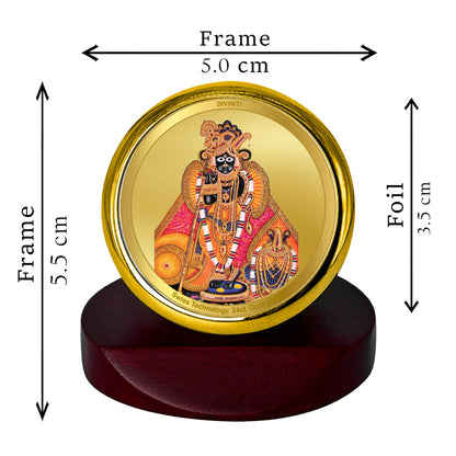 Diviniti 24K Gold Plated Bankey Bihari Frame For Car Dashboard, Home Decor, Table, Gift (5.5 x 5.0 CM)