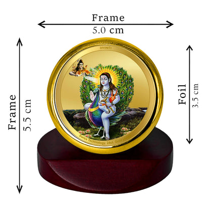 Diviniti 24K Gold Plated Baba Balak Nath Frame For Car Dashboard, Home Decor, Prayer (5.5 x 5.0 CM)
