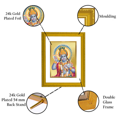 Diviniti 24K Gold Plated Lord Vishnu Photo Frame For Home Decor, Wall Decor, Table, Puja (20.8 x 16.7 CM)