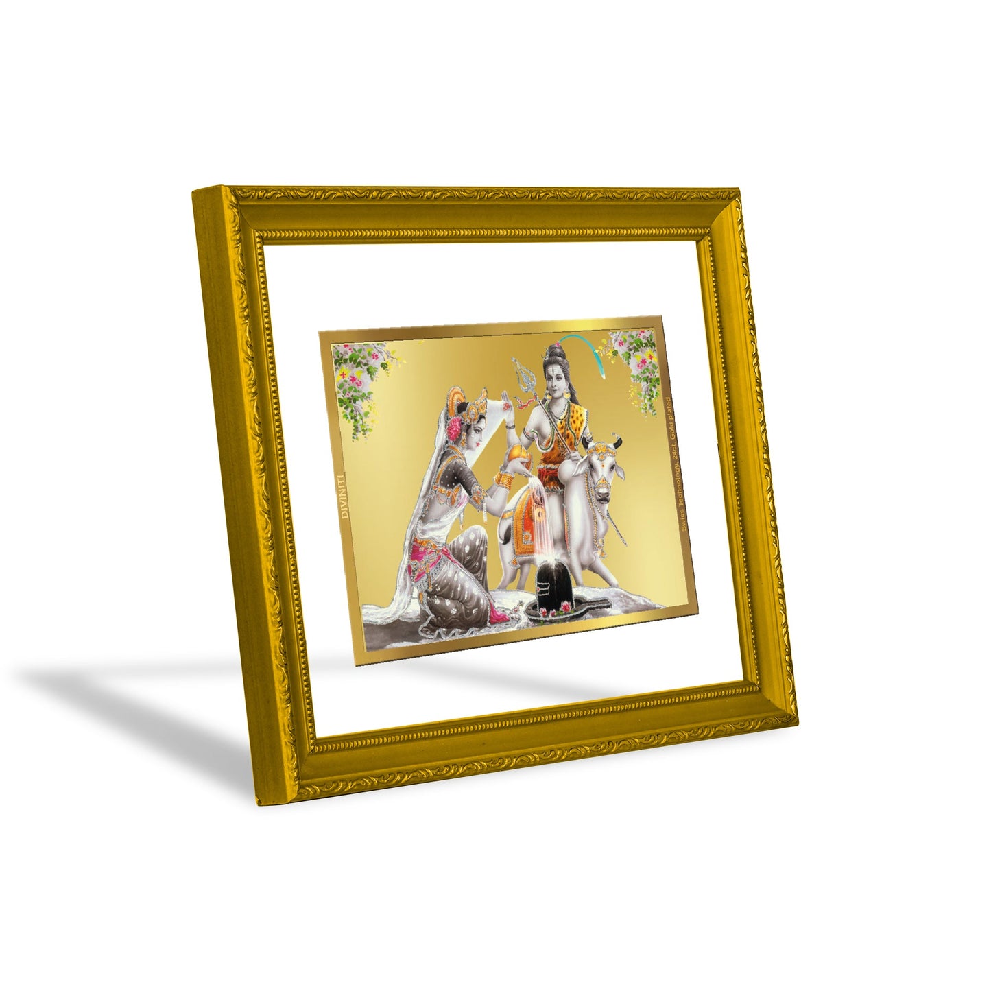 Diviniti 24K Gold Plated Shiva Parvati Photo Frame For Home Decor, Wall Decor, Table, Puja, Gift (20.8 x 16.7 CM)