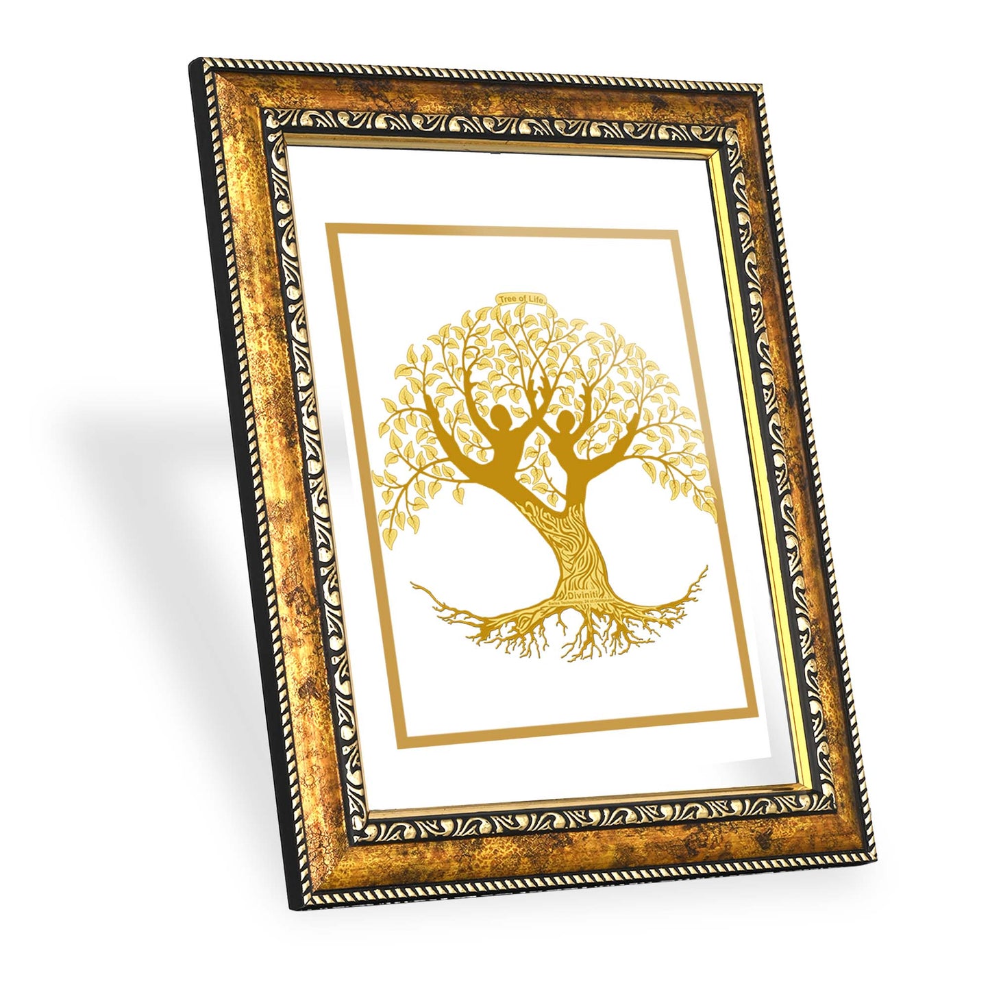 Diviniti 24K Gold Plated Tree of Life Wall Hanging for Home| Photo Frame For Wall Decoration| DG Size 2 Wall Photo Frame For Home Decor, Living Room, Hall, Guest Room