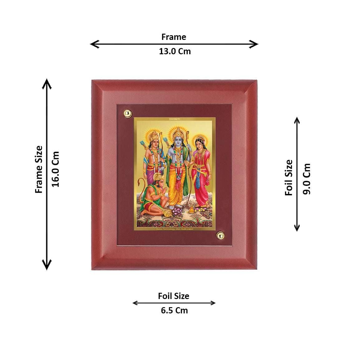 Diviniti 24K Gold Plated Ram Darbar Photo Frame For Home Decor Showpiece, Wall Decor, Table, Puja, Gift (16 x 13 CM)